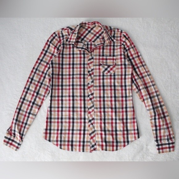 Custom Made Women’s Plaid Button Up Pocket Front Shirt - Picture 7 of 9